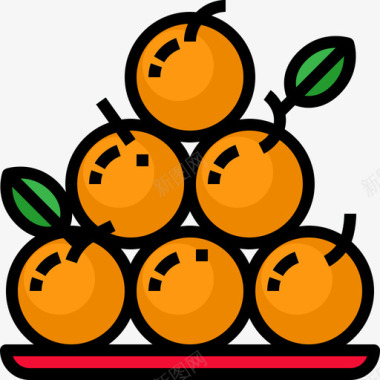 橙色中国传统3线颜色图标图标