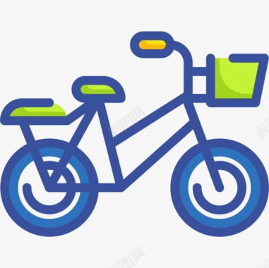 自行车春季第二季线性颜色图标图标