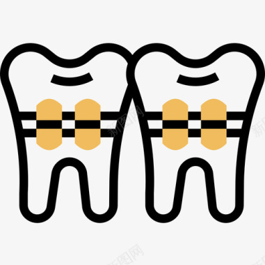 锋牙矢量牙套牙27黄影图标图标