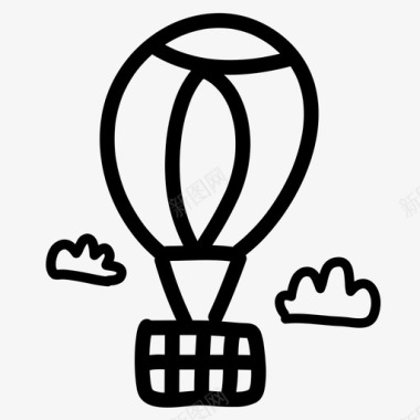 热气球涂鸦飞行图标图标