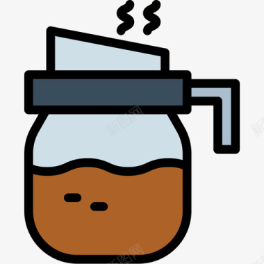 下雨工具咖啡壶厨房工具19线性颜色图标图标