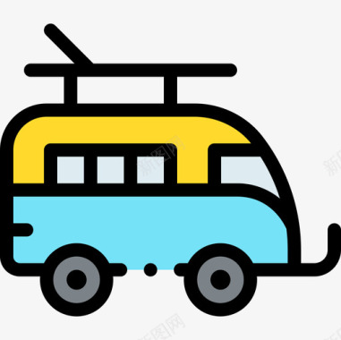 运输商队车辆和运输工具1线性颜色图标图标