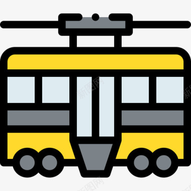 运输有轨电车车辆和运输工具1线性颜色图标图标