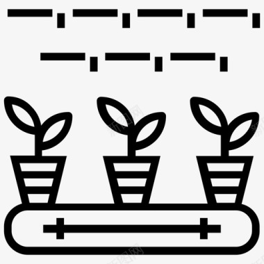 农场挖掘机盆栽植物生长园艺植物生长图标图标