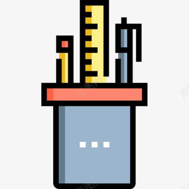 矢量铅笔盒铅笔盒大学31线颜色图标图标