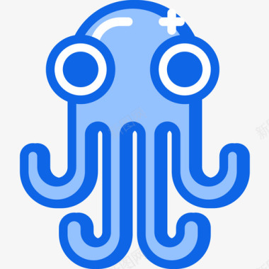 章鱼海边4蓝色图标图标