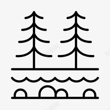 喀斯特自然公园溪流探险露营图标图标