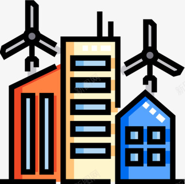 风电机组智慧城市13线条颜色图标图标