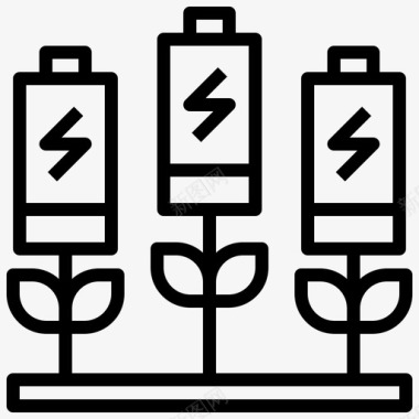 能源图标电池可持续能源26线性图标图标