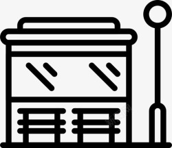 公共设施标识市政厅2个公共设施公共汽车候车亭图标高清图片