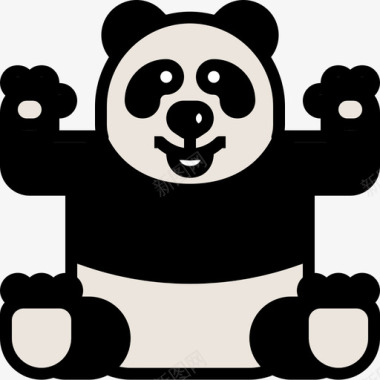 熊猫熊中国传统3线颜色图标图标