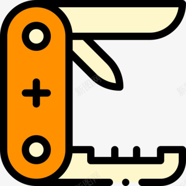 夏令营总动员瑞士军刀夏令营10线性颜色图标图标