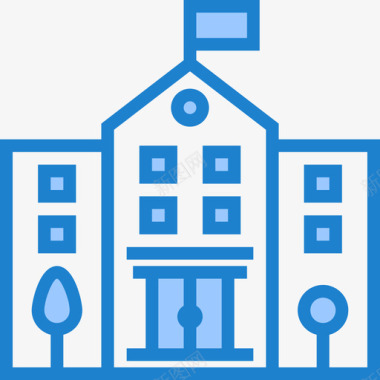 建筑与城市学校与教育10蓝色图标图标