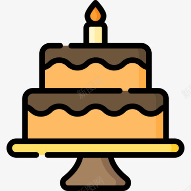 生日蛋糕幸福13线性颜色图标图标