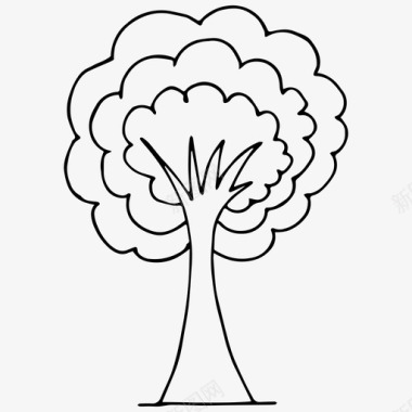 黑白手绘树木树森林手绘图标图标