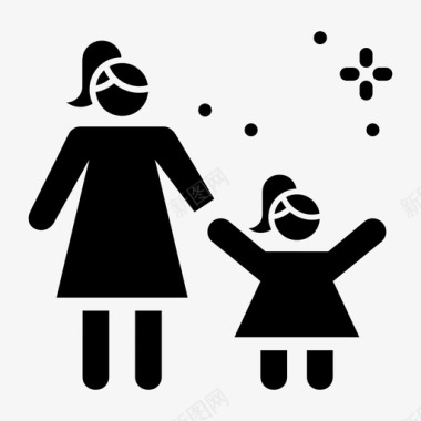 妈妈妇女节女儿赋权图标图标