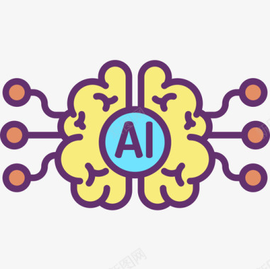 加密大脑大脑人工智能54线性颜色图标图标