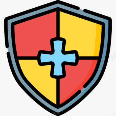 中世纪盾牌中世纪51线性颜色图标图标
