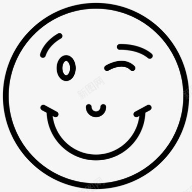 快乐眨眼表情符号脸眨眼表情符号表情符号图标图标