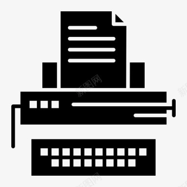 打字机钥匙信件图标图标