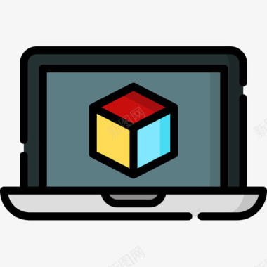 彩色水晶图标笔记本电脑虚拟现实45线性彩色图标图标