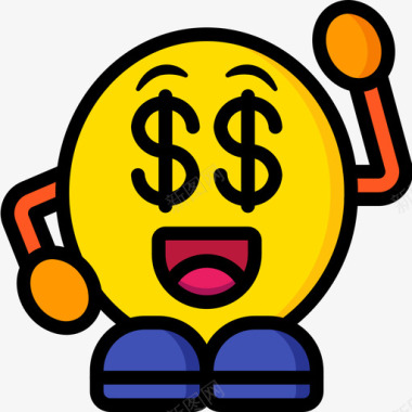 表情金钱表情人物4线性颜色图标图标