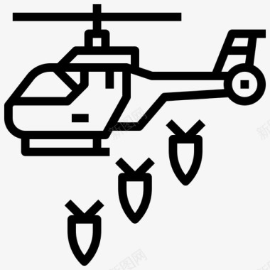 直升机矢量直升机核四号直线型图标图标