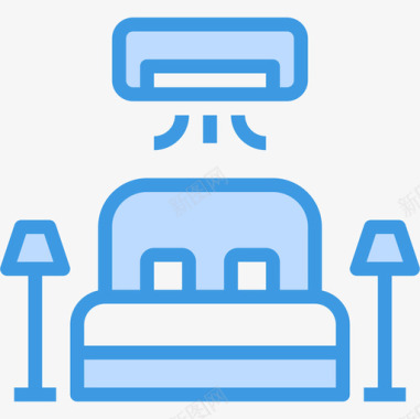双人床170号酒店蓝色图标图标