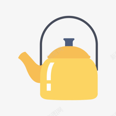 茶壶家用电器5件扁平图标图标