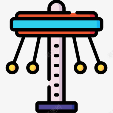 游乐园ppt旋转木马游乐园45线性颜色图标图标