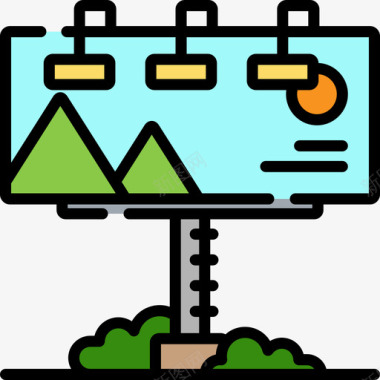 室外广告牌广告牌营销85线性颜色图标图标
