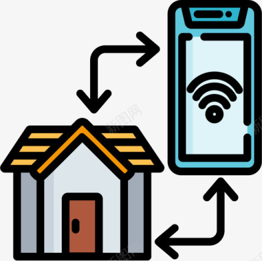 电脑小标志智能家居智能家居15线性颜色图标图标