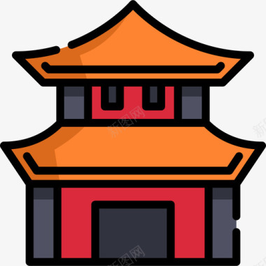 中式中式住宅户型18线性颜色图标图标