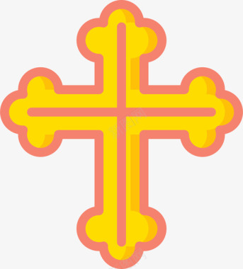 十字架灵性5线性颜色图标图标