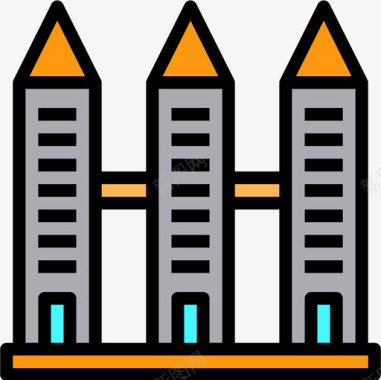 RTMART标志建筑50号楼线性颜色图标图标