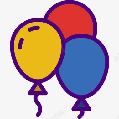 气球气球假日42线性颜色图标图标