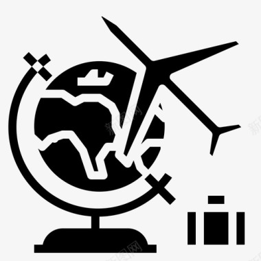 旅行飞机地球仪图标图标