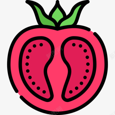 西红柿水果蔬菜12线形颜色图标图标