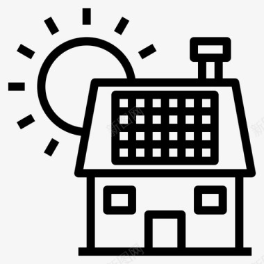 太阳能家庭房子图标图标
