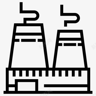 排放污染核工厂单元空气污染烟囱图标图标