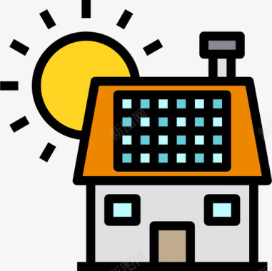 太阳能太阳能电池板能量47线性颜色图标图标