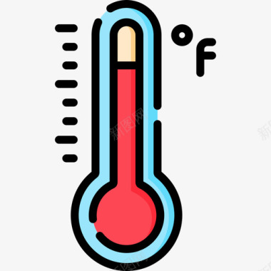 暑假营温度计暑假35线性颜色图标图标