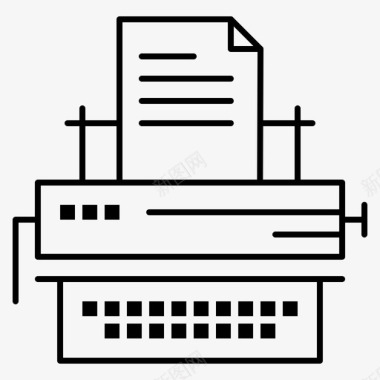 打字机钥匙信件图标图标