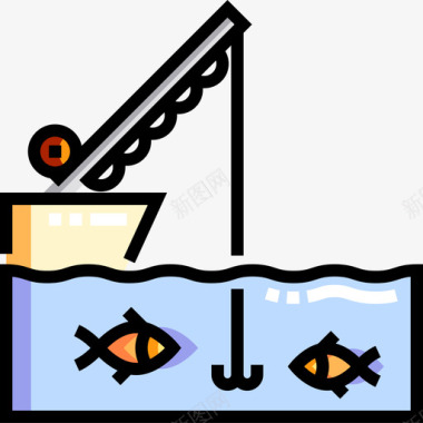 钓鱼的老头钓鱼钓鱼16线颜色图标图标