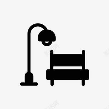 公园图长椅椅子长椅灯图标图标