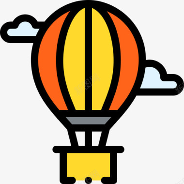 热气球城市生活39线性颜色图标图标