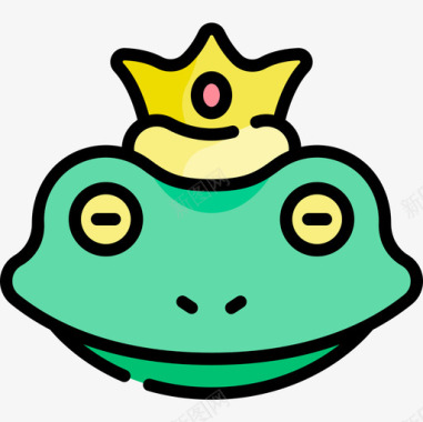 青蛙王子童话线条色彩图标图标