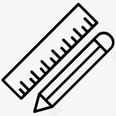 刻度标志铅笔和尺子铅笔刻度图标图标