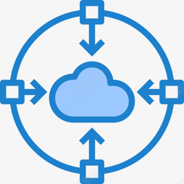 蓝色海报云数据和网络管理5蓝色图标图标