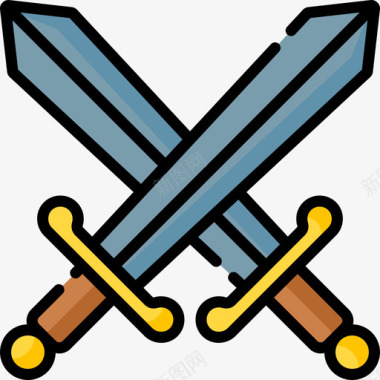 51素材剑中世纪51直线颜色图标图标